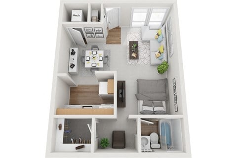 Floor plan for studio, 1 bath, 538 sqft